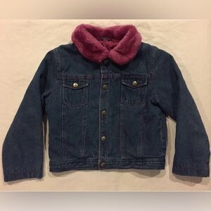Girls Denim Jacket with Pink Collar
